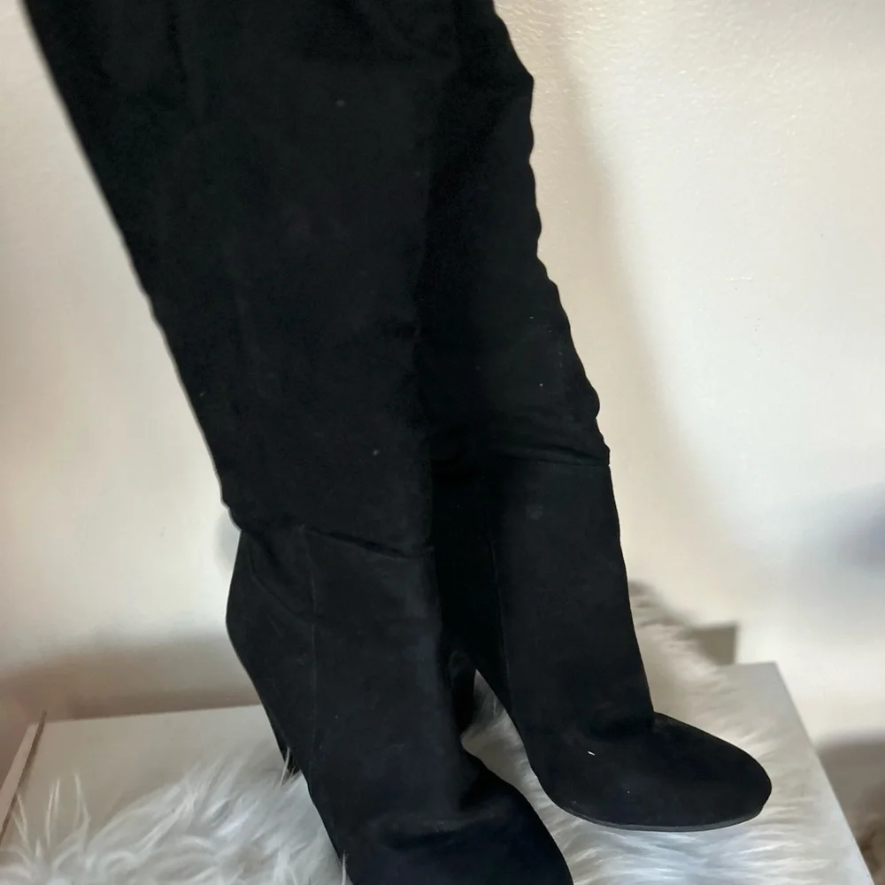 Candies Women's Black Suede high Boots 7